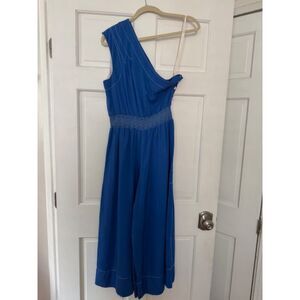 Tracy Reese Maldives Wide-leg One Shoulder Jumpsuit, Blue.